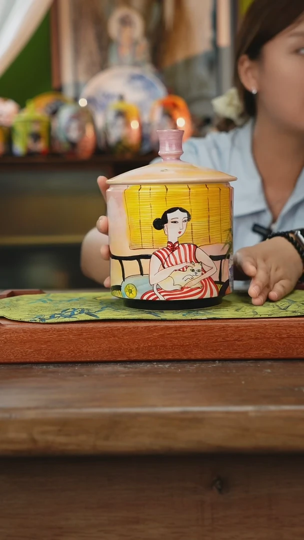 摆件景德镇釉下手绘陶瓷茶具，咖啡杯