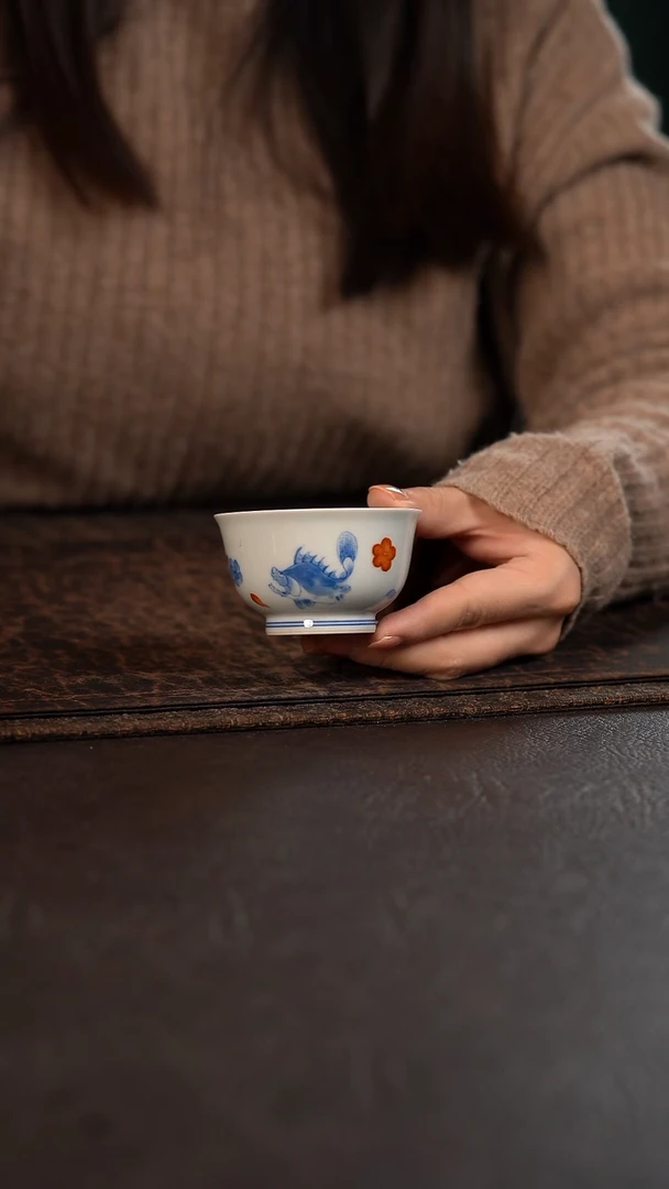 【闪购商品】杯聚澜堂矾红桃花鳜鱼小撇口杯