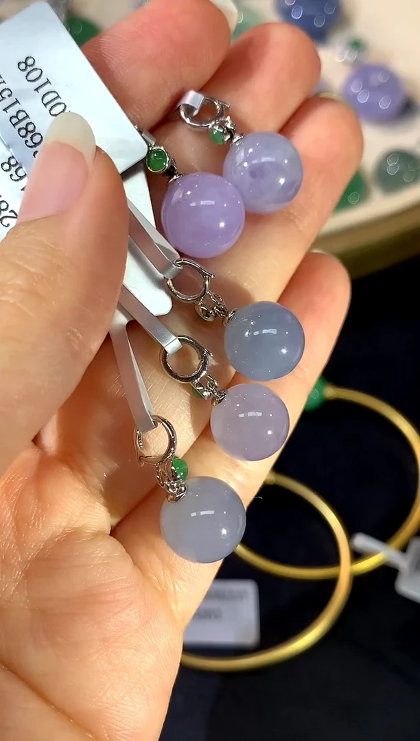 吊坠(不含链)18K金镶嵌翡翠A186|多样性发其一|（一对）5800