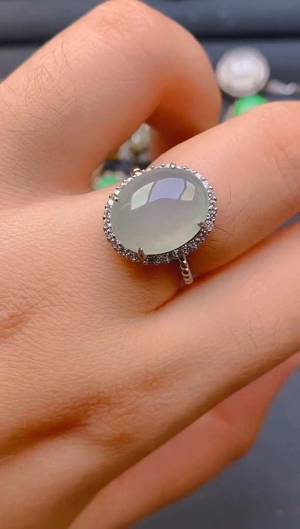 【闪购商品】翡翠戒指银S925镶嵌天然A货翡翠1