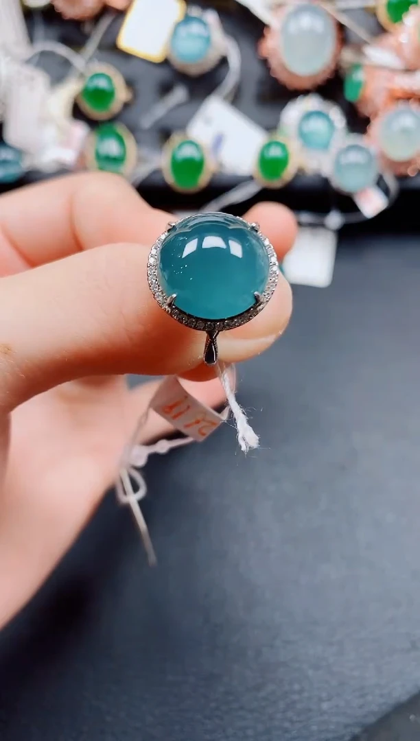 银S925镶嵌戒指翡翠翡翠