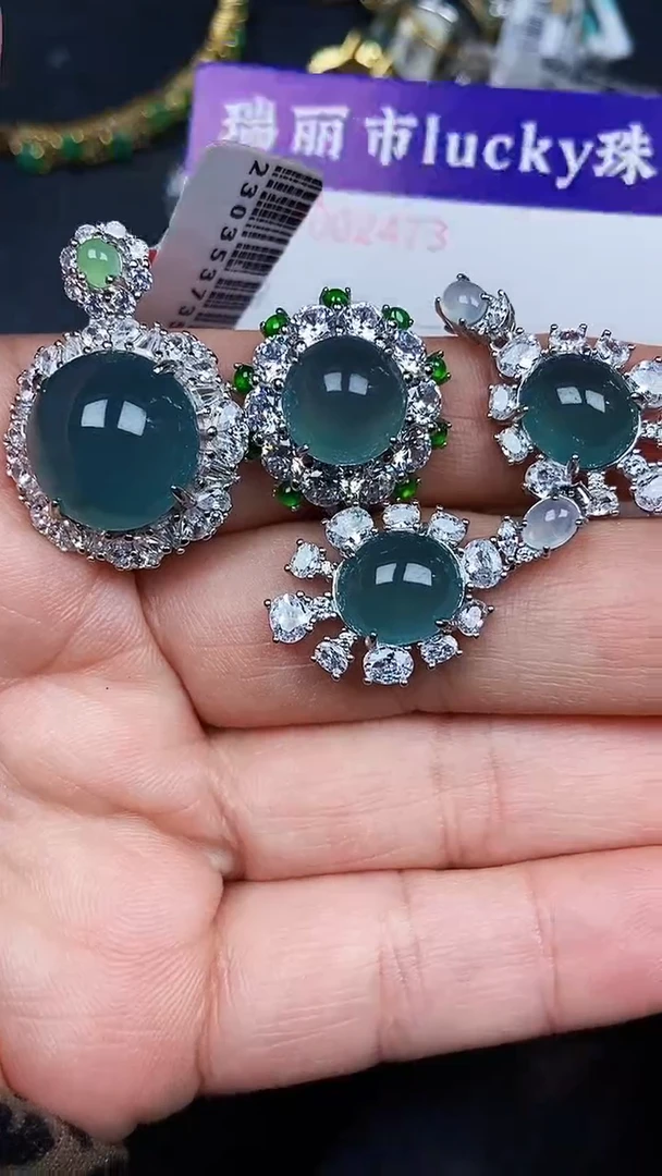 颈饰银S925镶嵌翡翠2473