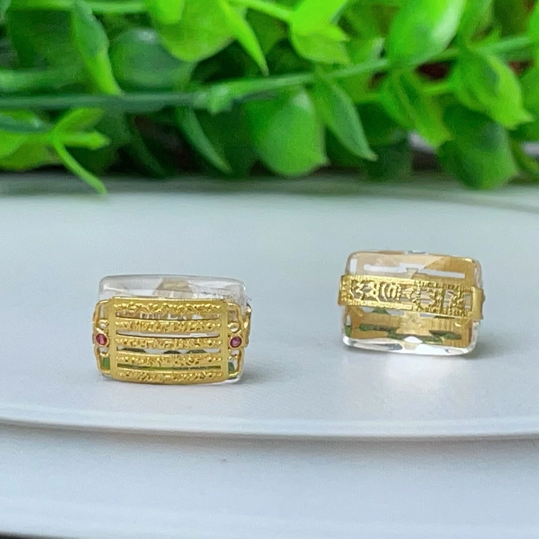 【千奇饰品】B231天然白水晶长方形五条经通孔款约10*14mm百搭时尚