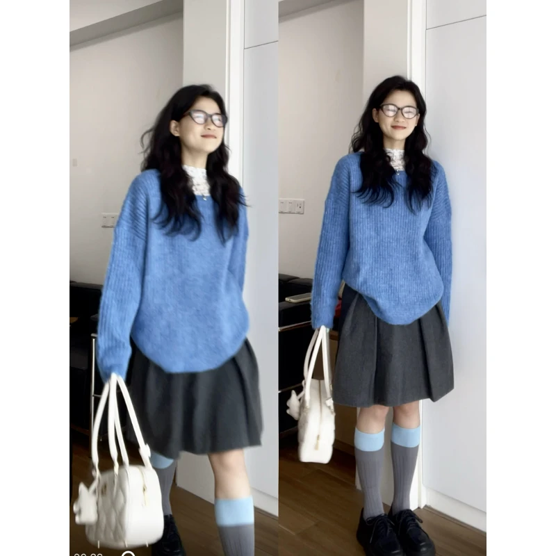 MARIE.COCO韩系通勤秋冬慵懒风软糯针织衫搭极简风高级半身裙套装