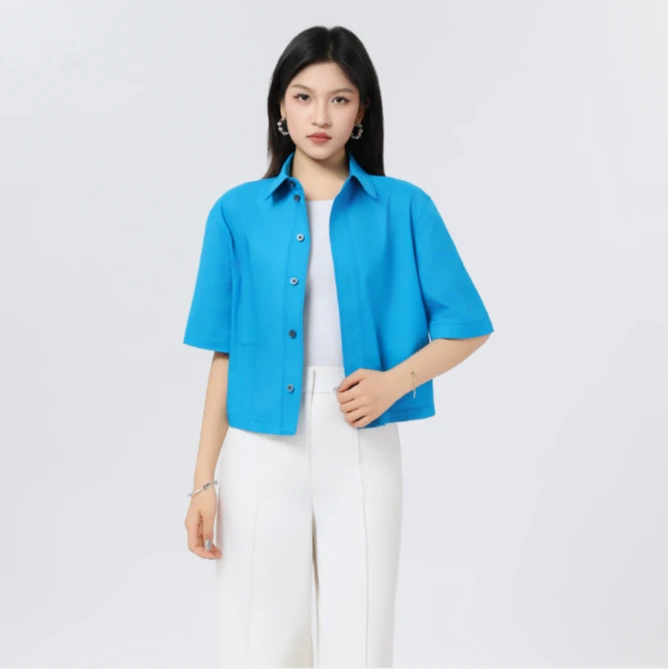 AMASS阿玛施新品早春新款蓝色衬衫530050-1029452