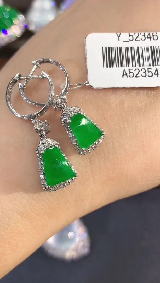 18K金镶嵌翡翠耳饰q355多样性一件发货