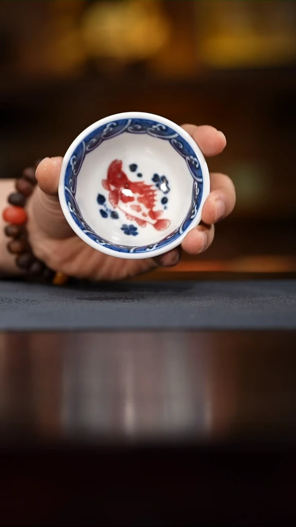 游玉堂-青花 釉里红-压手杯