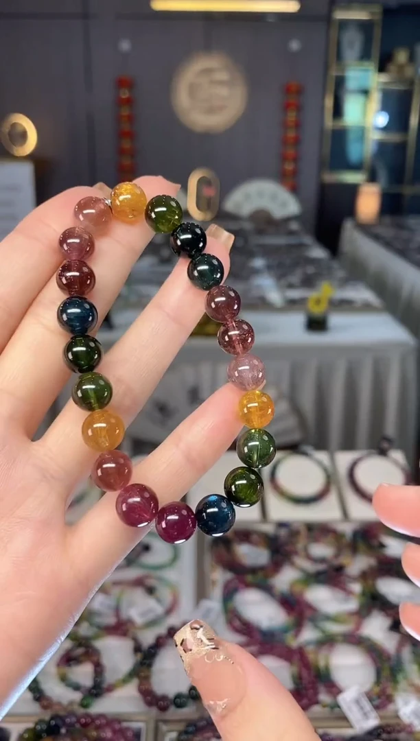 未镶嵌老矿色标净体单圈手串9mm+碧玺dan多样性发货一条