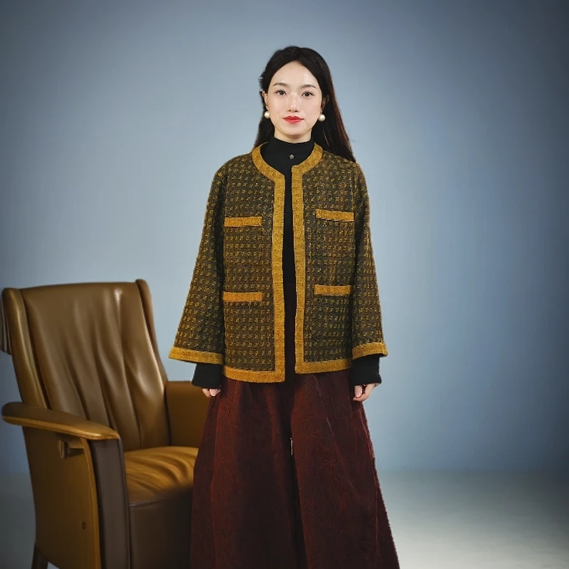 100姆米双面穿柞蚕丝''黄金蚕''小香风双面穿外套A-MJ-XXF-001