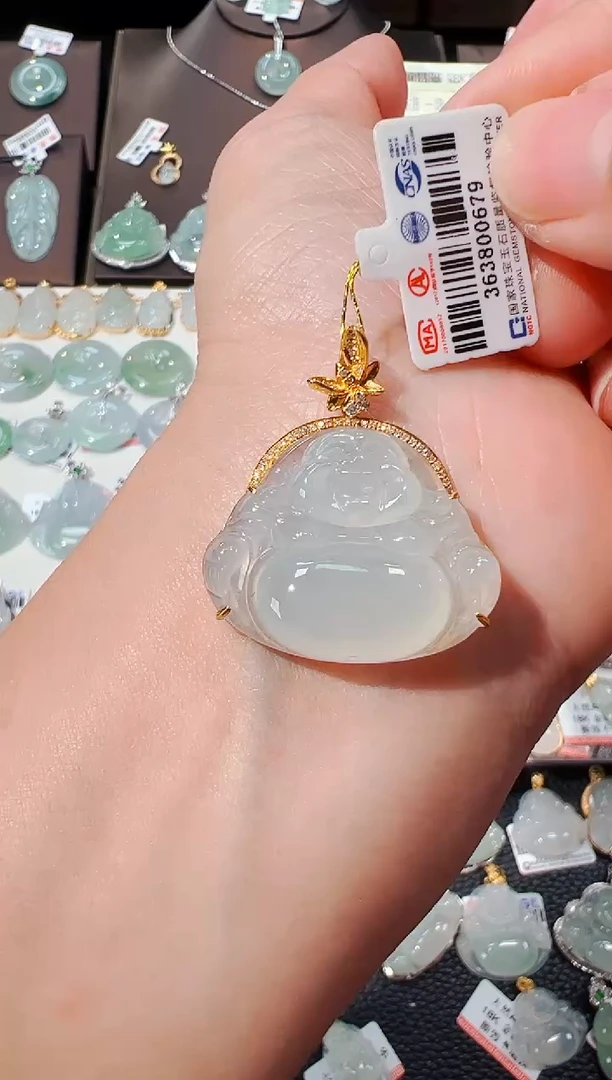 【闪购商品】翡翠吊坠(不含链)18K金镶嵌佛公吊坠679