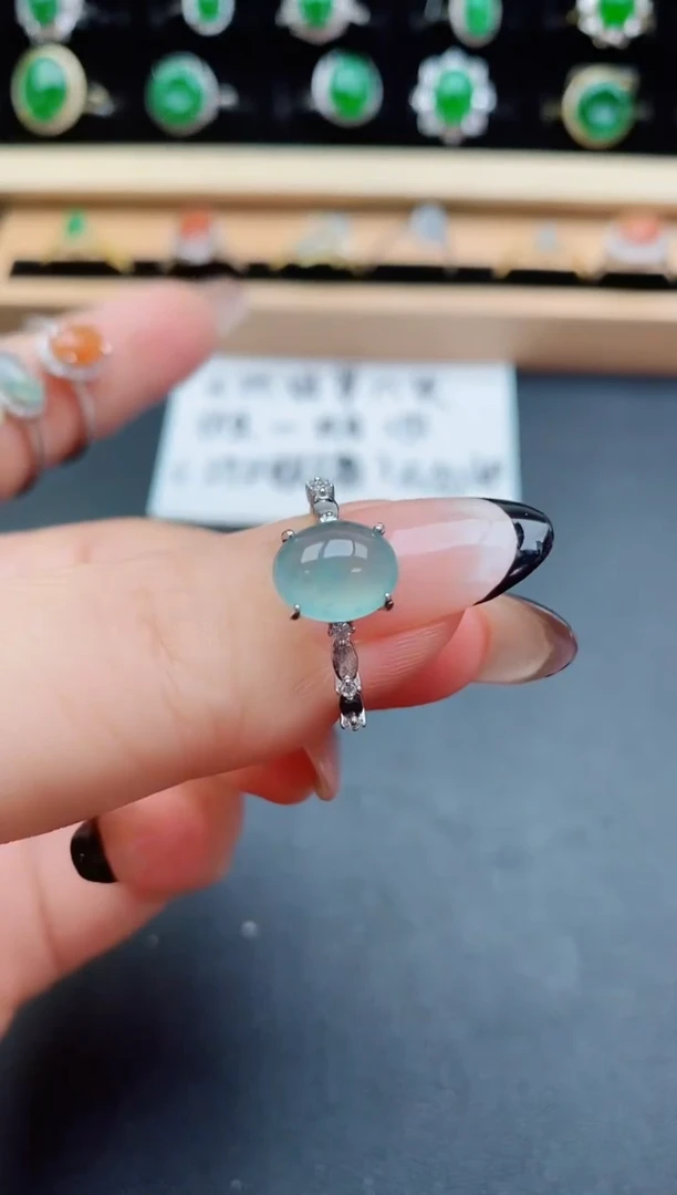 翡翠戒指银S925镶嵌508