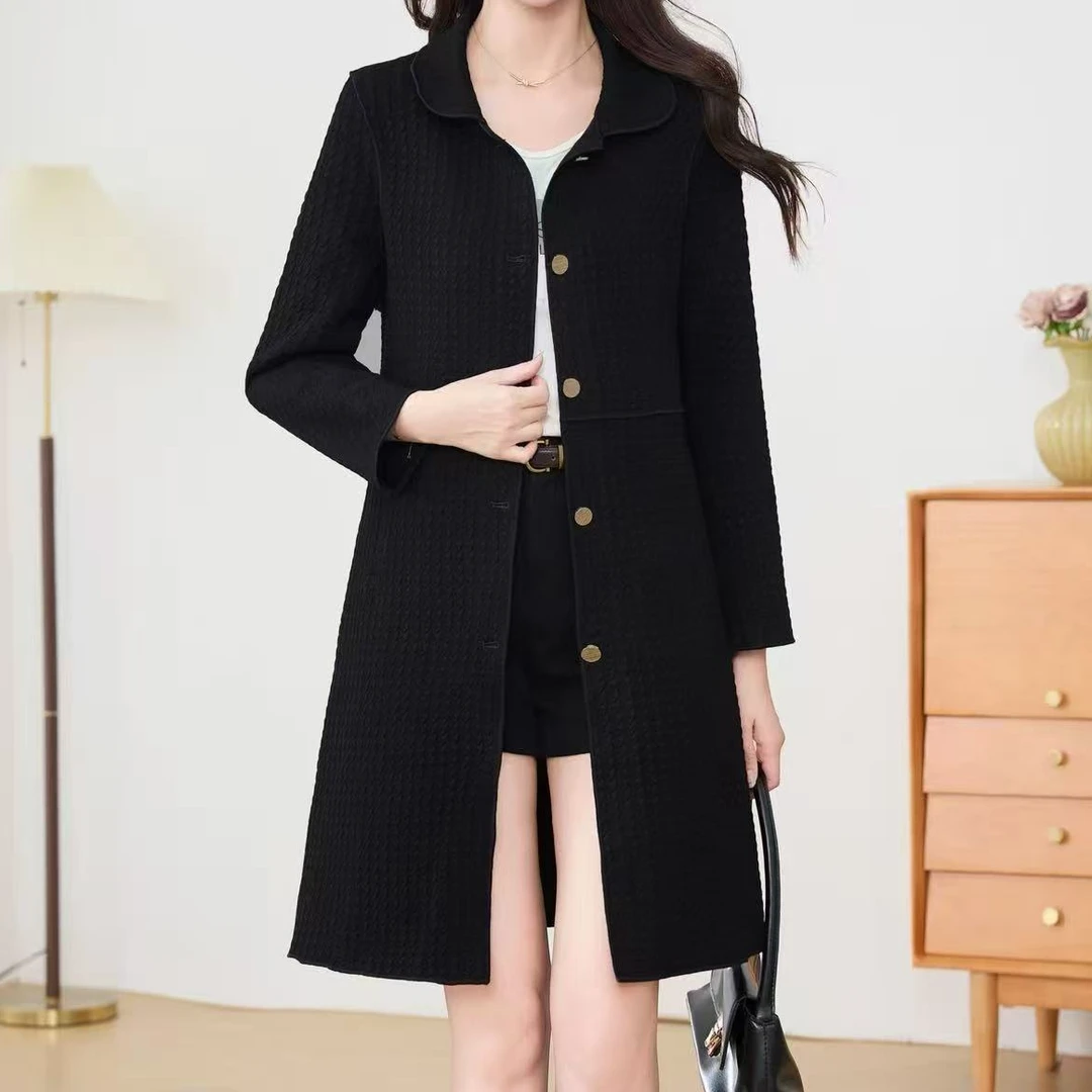 S208 秋季女百搭秋冬中长款极简风呢大衣春秋显瘦毛呢外套