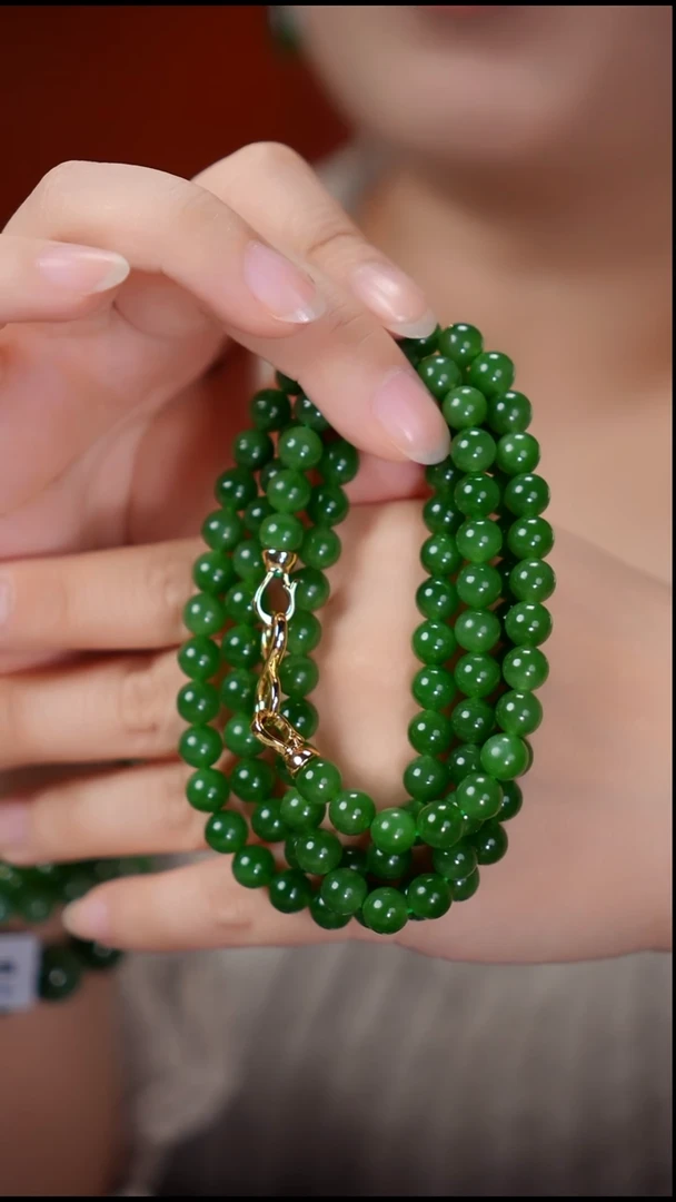 项链18K金镶嵌和田玉8