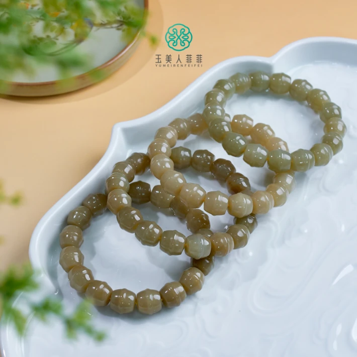石惑珠宝~和田玉单圈手串约11*12mm~多样性发一