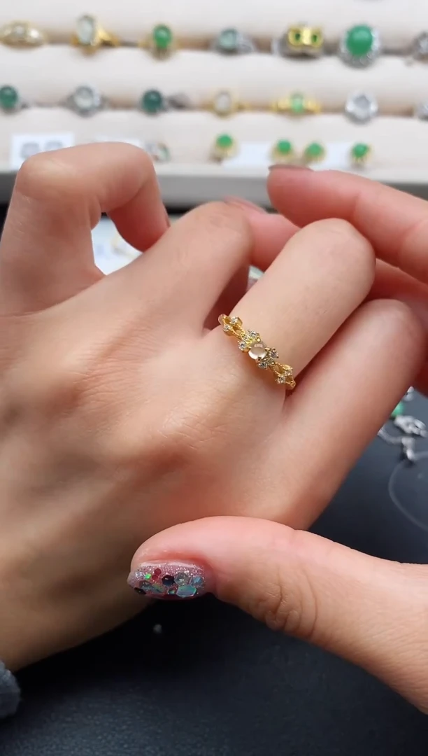 银S925镶嵌戒指翡翠8888888+5