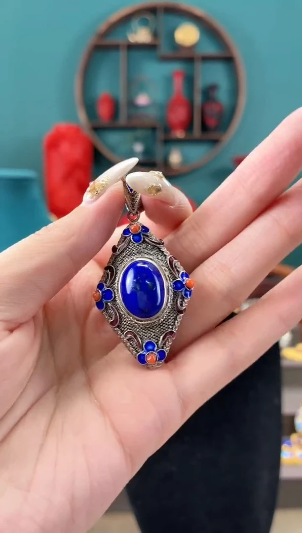 非遗手工花丝镶嵌吊坠