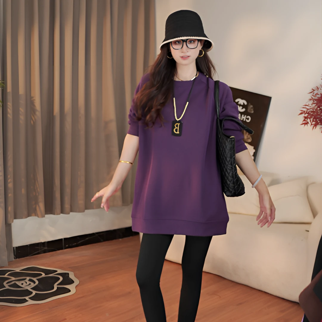 2025新款韩版百搭带口袋宽松简约长袖卫衣250807