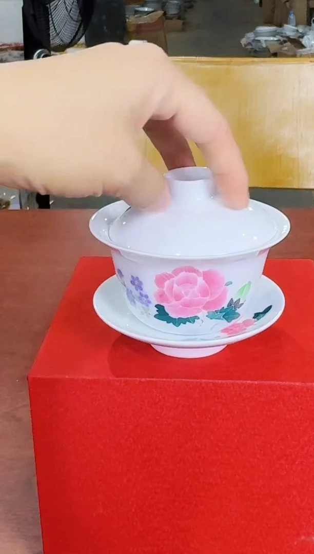 018函夏非遗芙蓉花三才盖碗