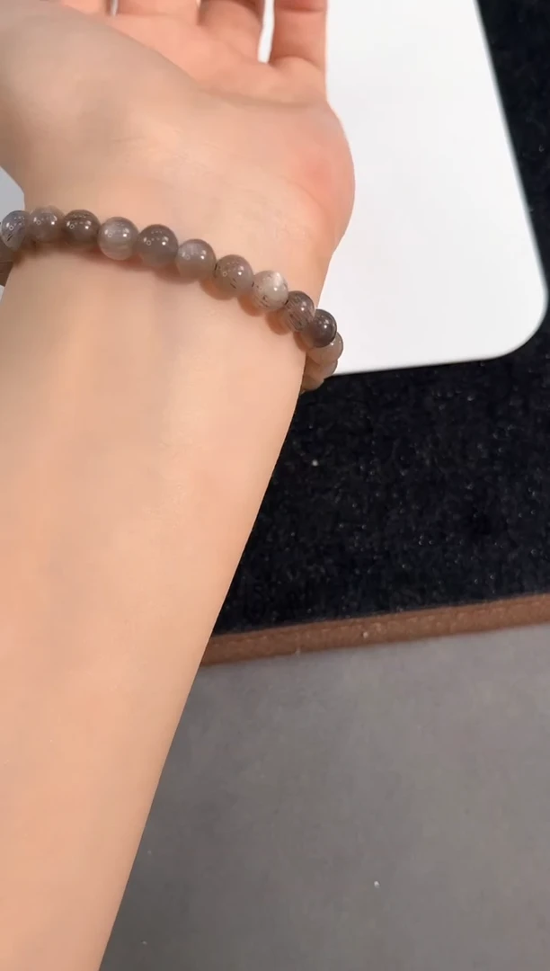 水晶手链未镶嵌101号黑金骨干单圈6mm