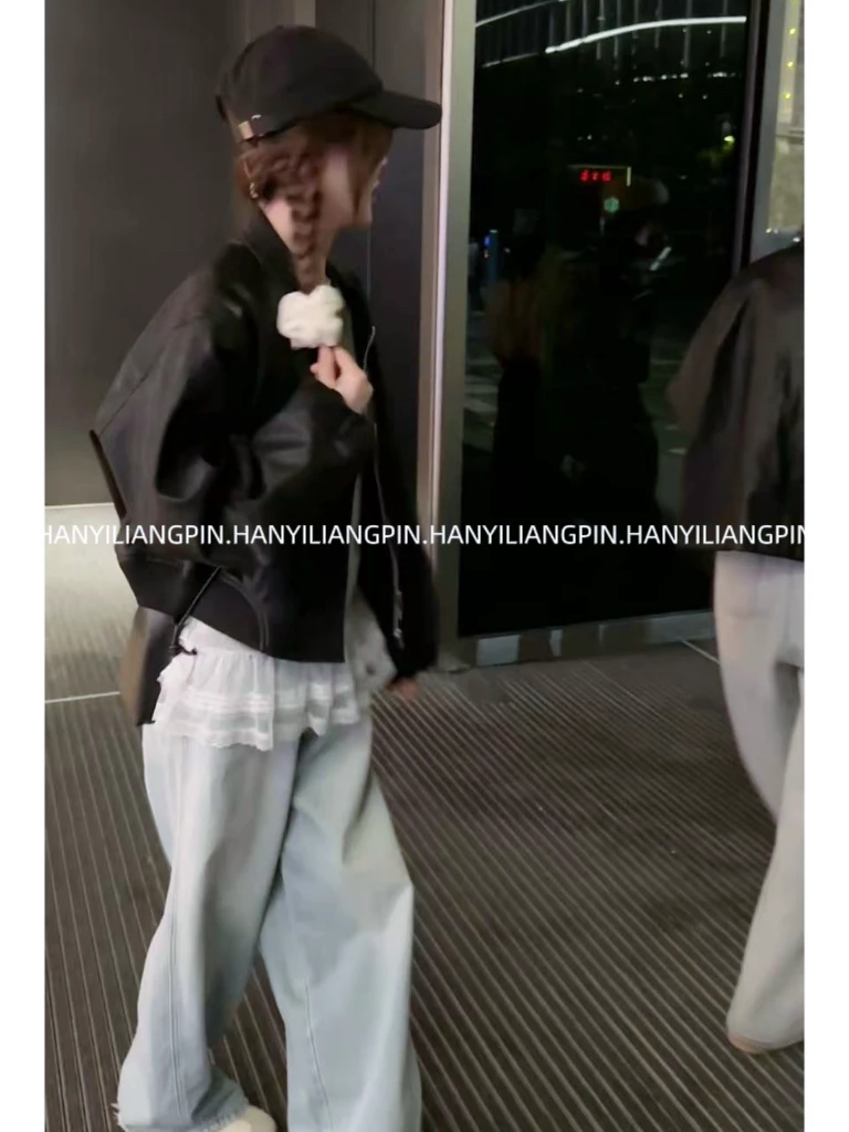 【黑金派对】春季设计感短款皮衣外套