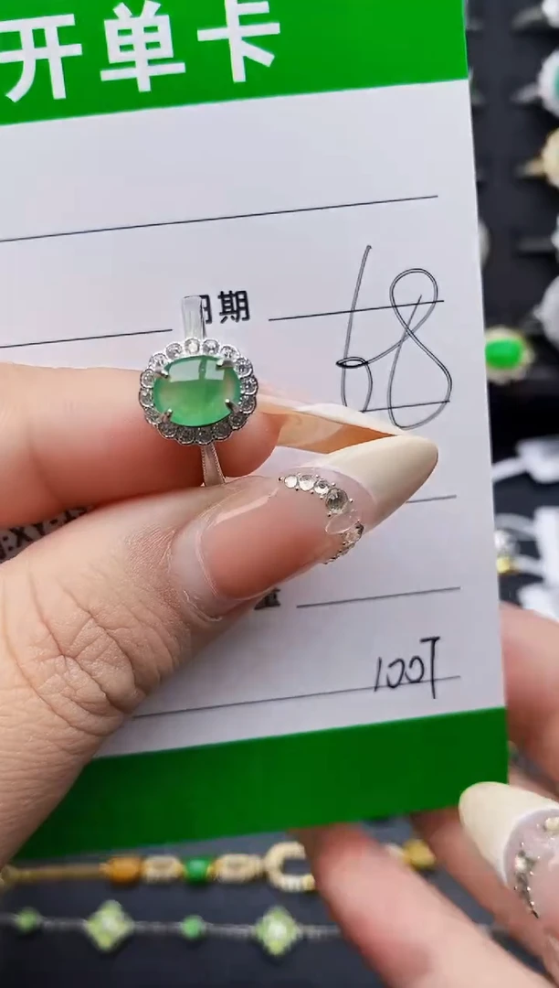 翡翠戒指银S925镶嵌1007