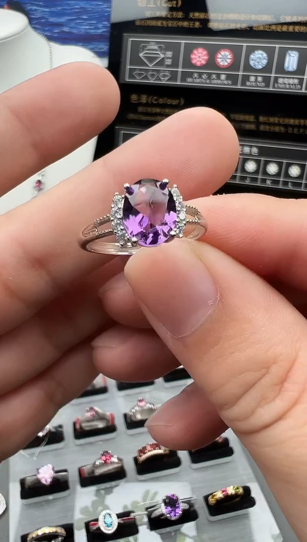 银S925镶嵌戒指水晶13