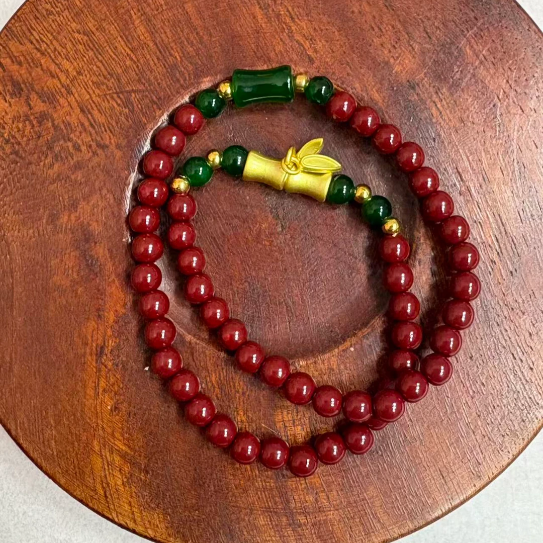 含辰砂工艺品MTYC 007 天然朱砂辰砂+竹节挂饰（无礼盒）