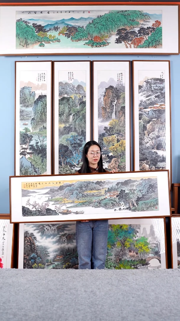 【闪购商品】国画张现军《花发江边二月晴》手绘162*47