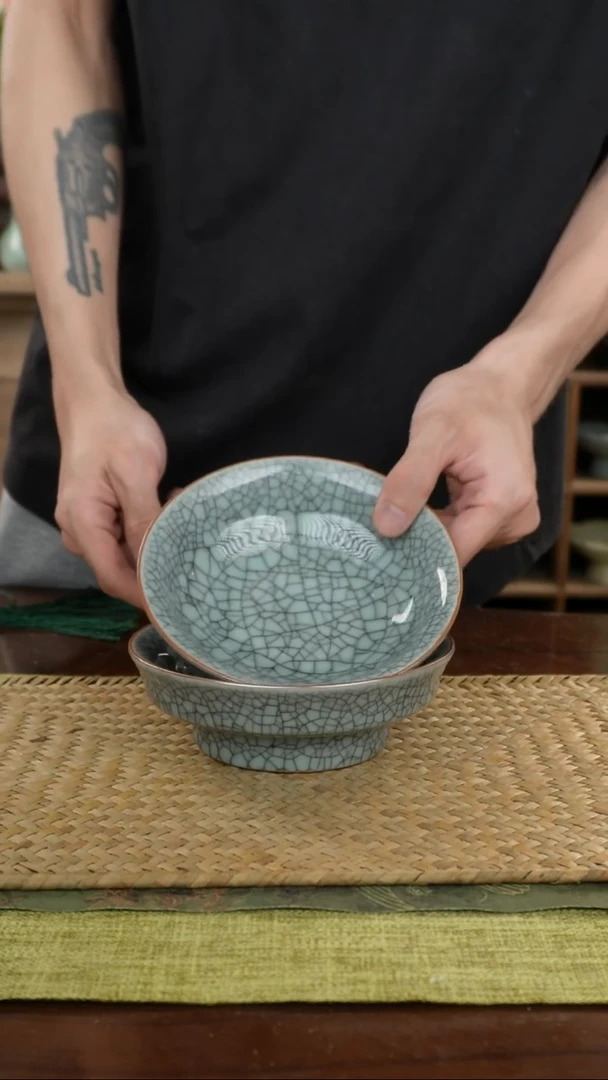 陶瓷一件包邮矮脚果盘两个B铁线-13