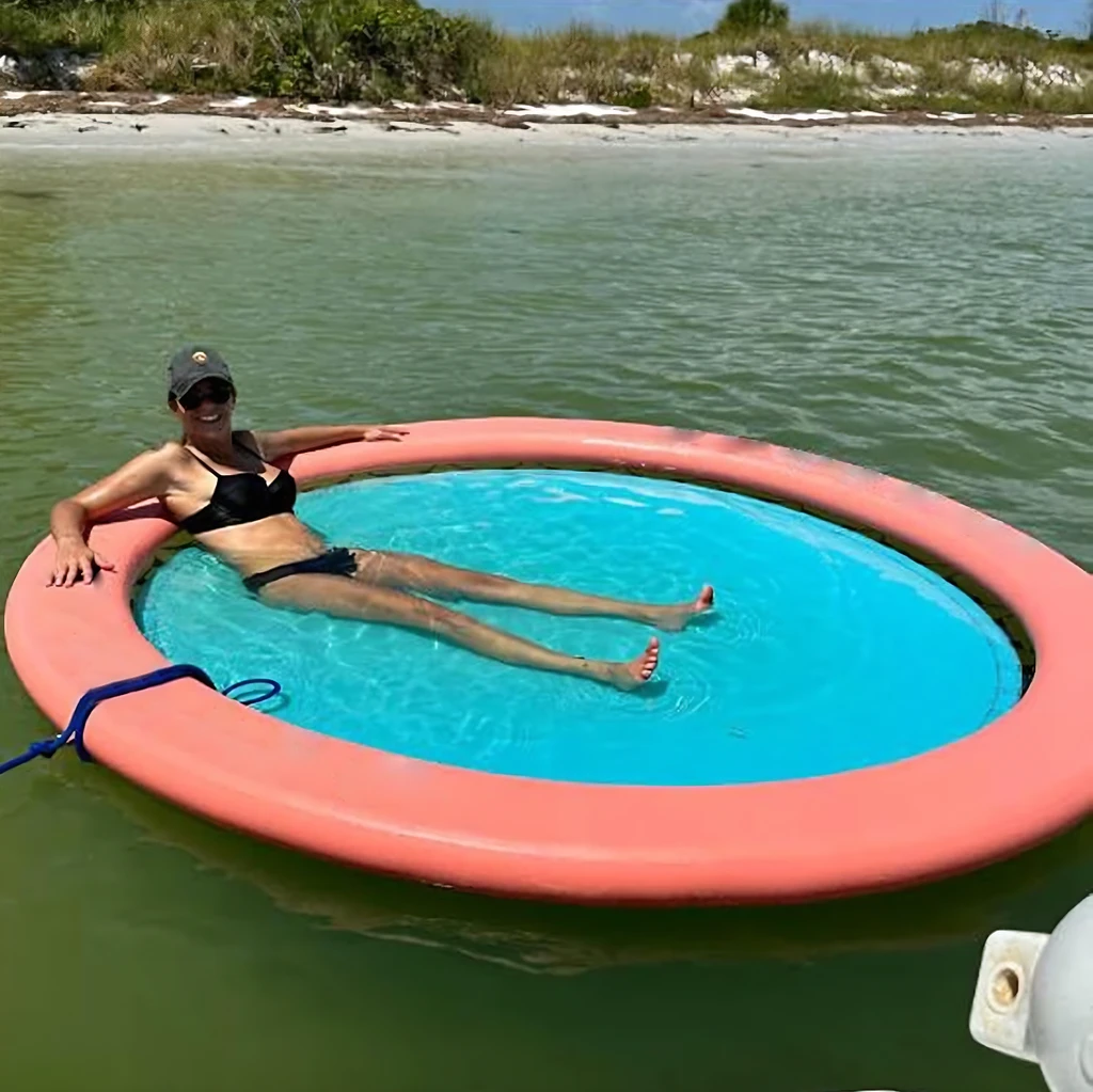 成人水上充气浮床圆形水上吊床气漂浮垫戏水泳池漂流垫垫子浮排