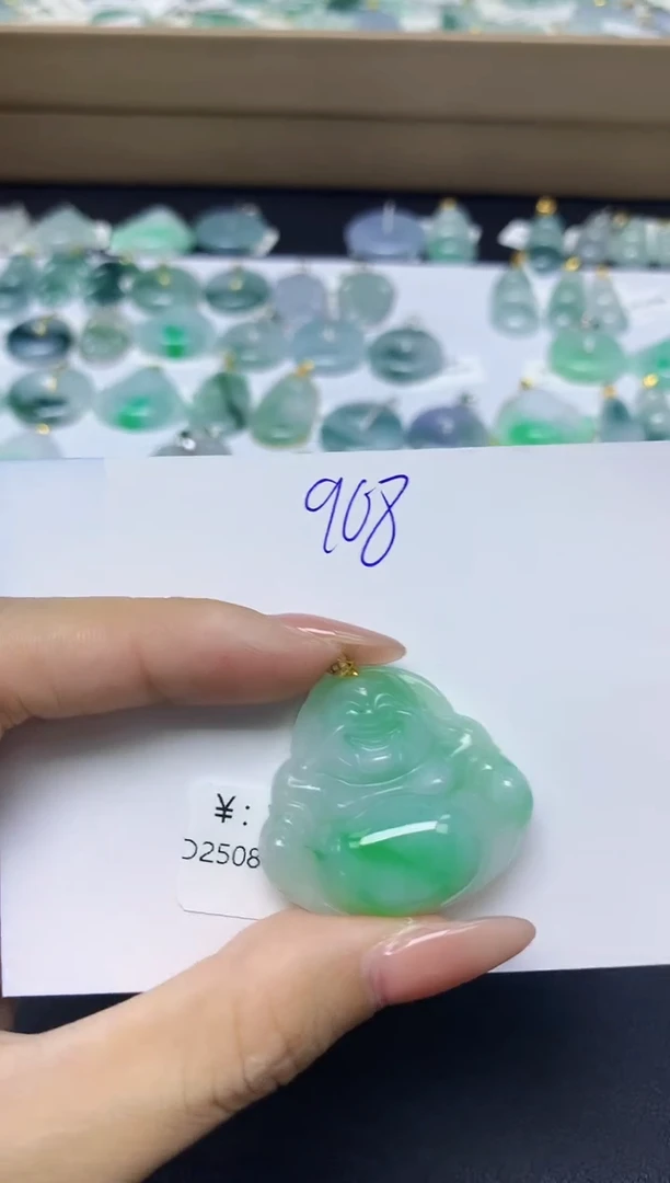 颈饰18K金镶嵌翡翠天然缅甸A货翡翠百元以上9元证书费自理