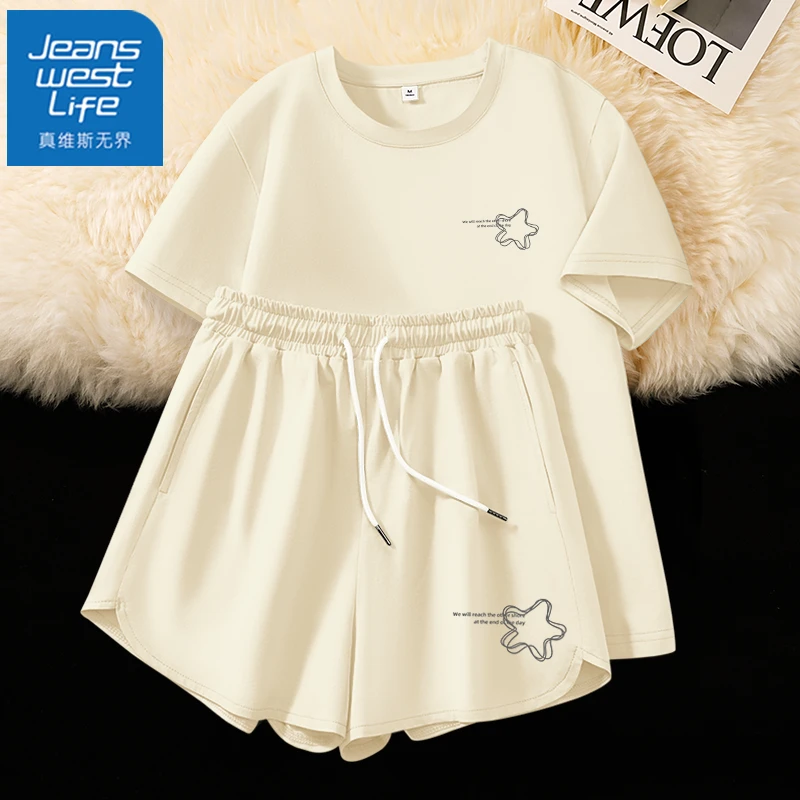 真维斯无界夏季薄款速干短袖短裤套装女款2025夏季新款运动休闲一