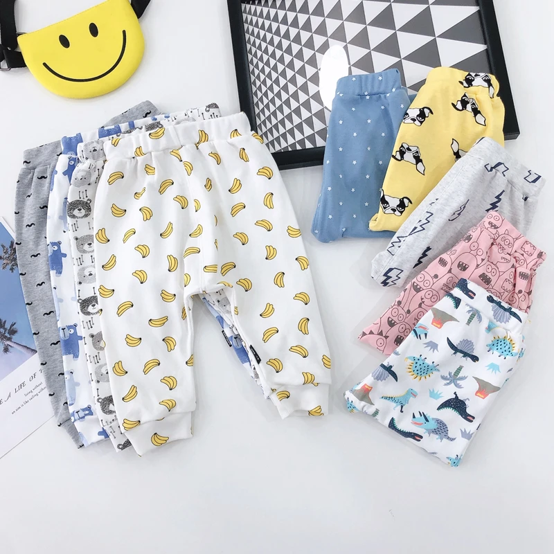 婴儿大pp裤春秋纯棉女男童宝宝ins裤子薄款打底裤外穿哈伦裤秋装