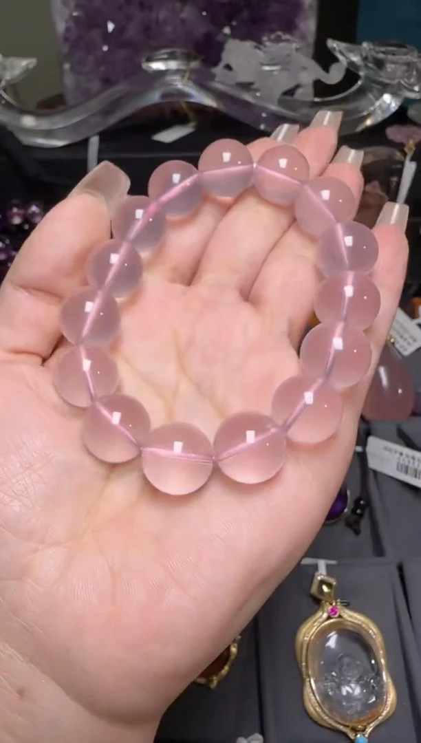 【闪购商品】水晶手串未镶嵌粉水晶手串14m+ X27057成成