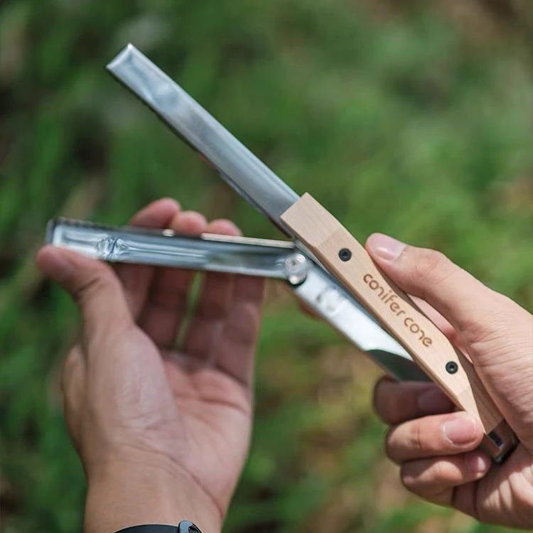 日本conifer cone松球折叠夹子炭火夹烧烤架烤肉夹角度大师扁柏木