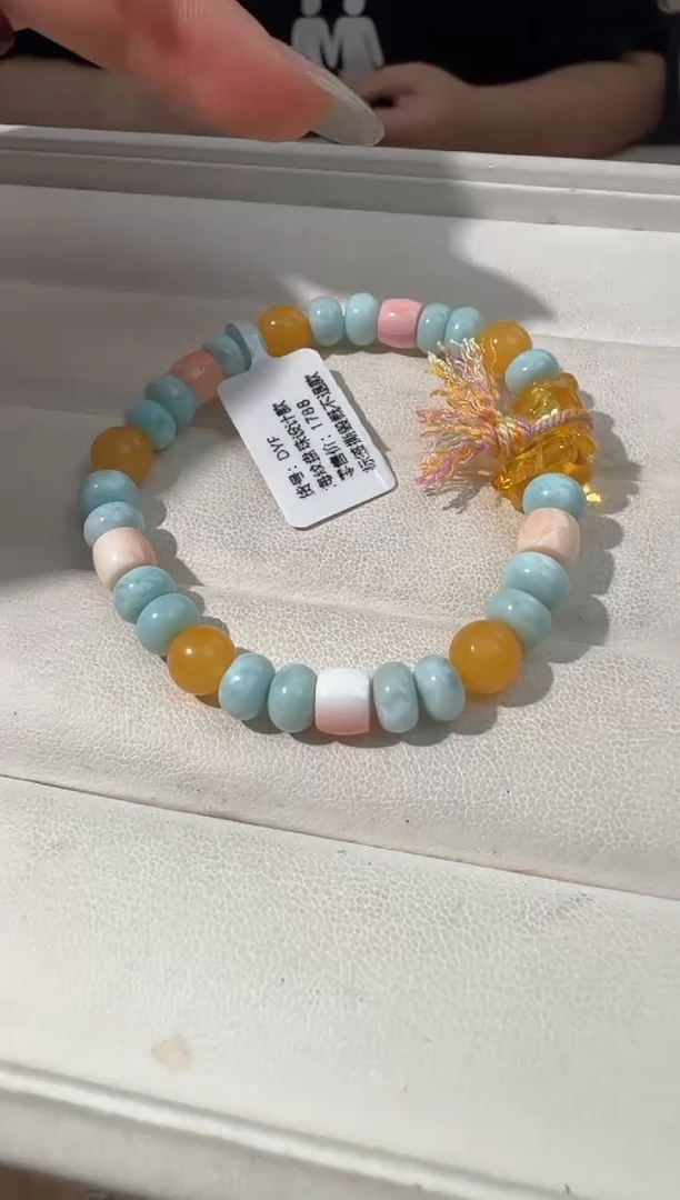 【闪购商品】针钠钙石（海纹石）手链未镶嵌海纹蜜蜡盘珠小熊款