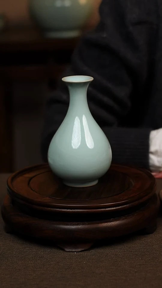 瓷片天青色摆件玉壶春一级不带礼盒