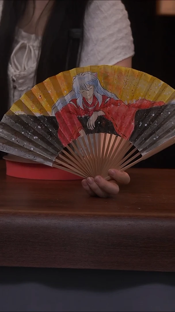 国画517-女扇 手写 带包装 无包装-犬夜叉