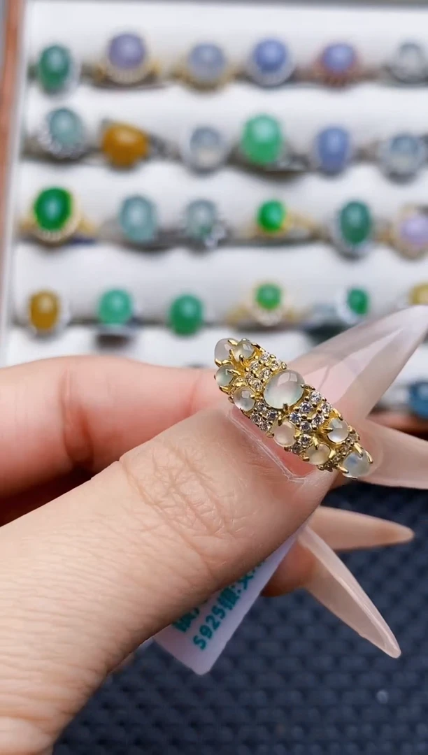 银S925镶嵌戒指翡翠3288