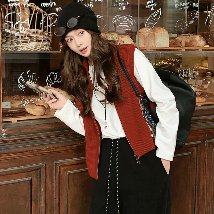 美洋MEIYANG 黑唱片针织马甲可机洗绵羊毛【特卖捡漏】开衫马夹