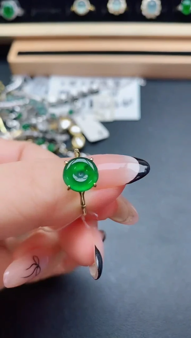 翡翠戒指银S925镶嵌05805