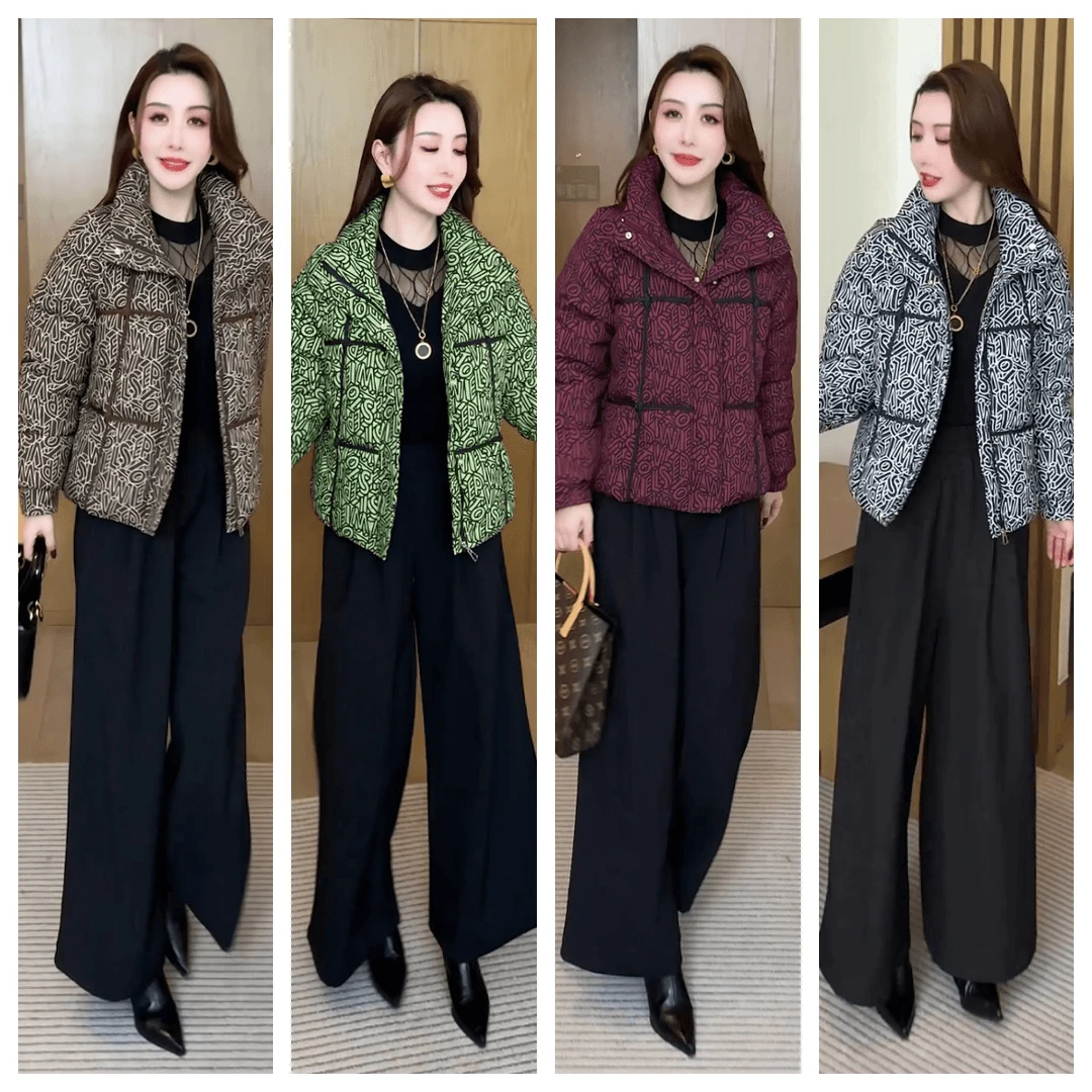 2025新款棉衣气质减龄几何花加厚棉服女冬季外套穿搭洋气时尚休闲