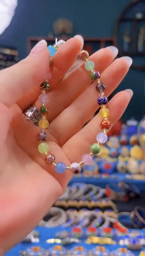 非遗 景泰蓝手串0.6多宝