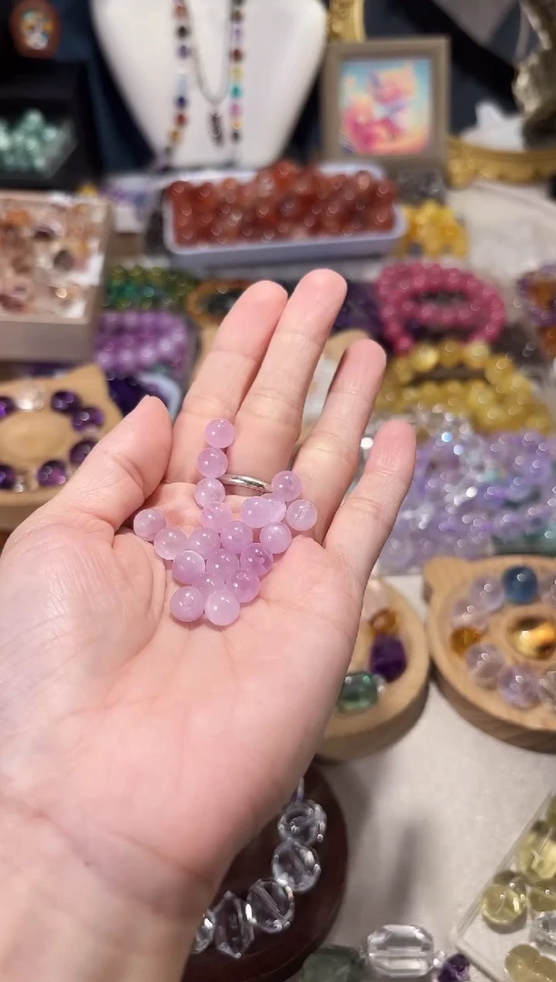 水晶手串未镶嵌T26紫锂辉隔珠约卡7单颗