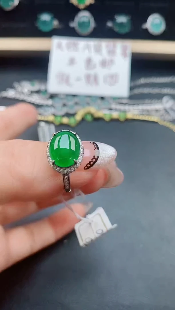 翡翠戒指银S925镶嵌312321