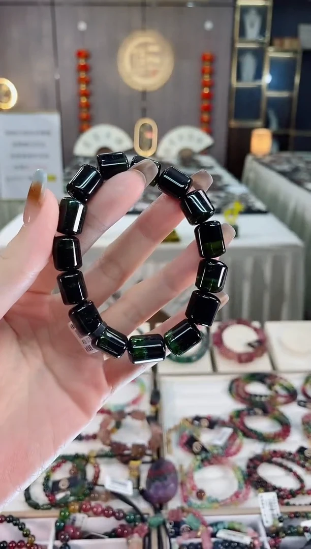 西瓜桶珠单圈手串未镶嵌碧玺dan一物一证