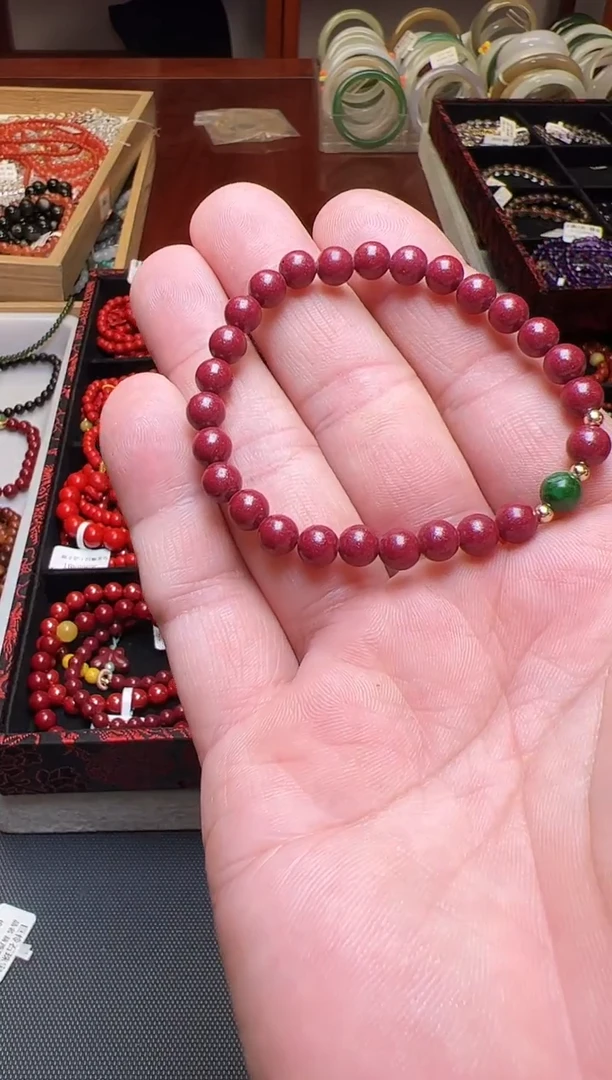 天然辰砂朱砂单圈手串