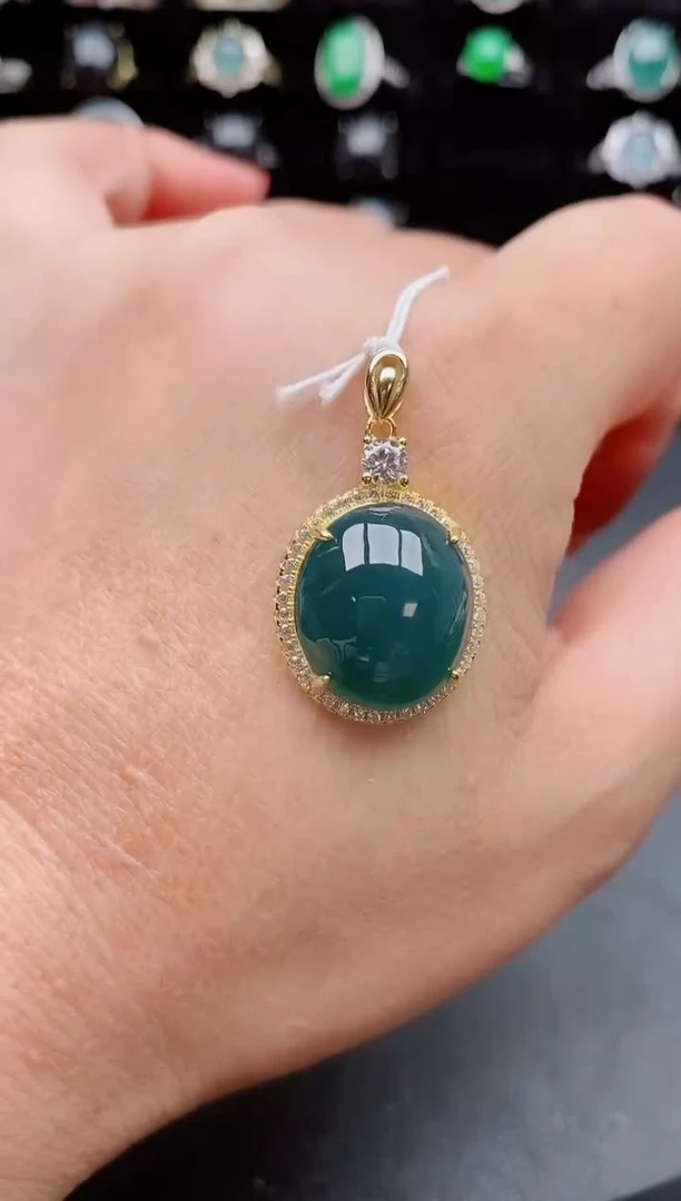 【闪购商品】翡翠吊坠(赠链)银S925镶嵌5080