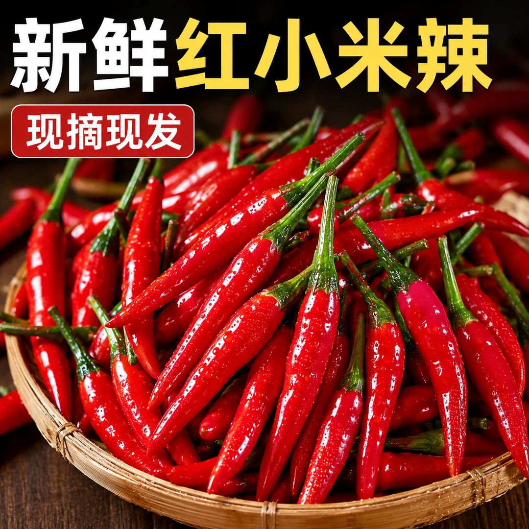 新鲜小米辣特辣朝天椒现摘红辣椒爆辣小米辣椒蔬菜鲜椒
