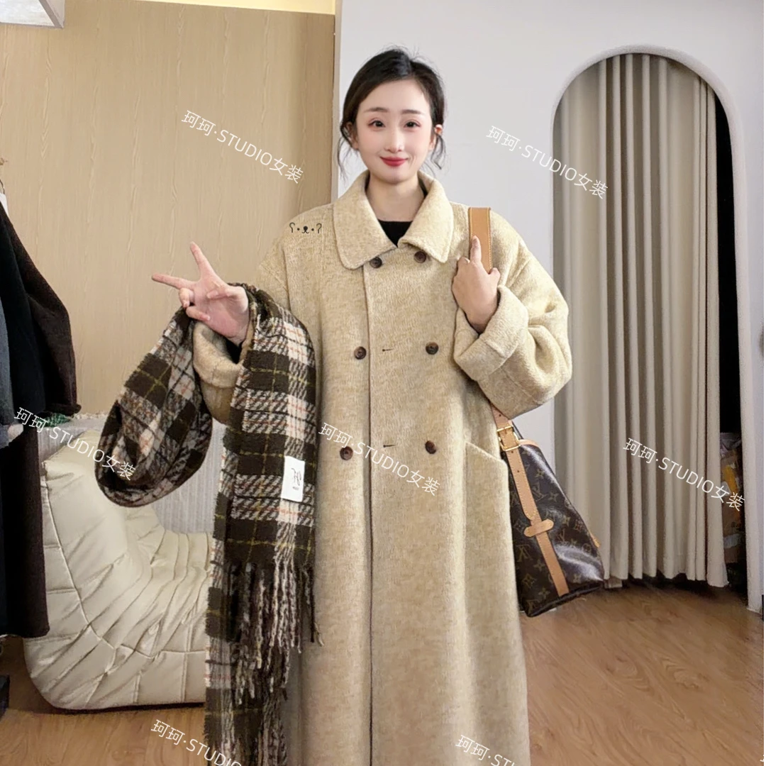 【北欧暖冬】“羊驼毛”圣逸显瘦娃娃领外套秋冬腰带款大衣